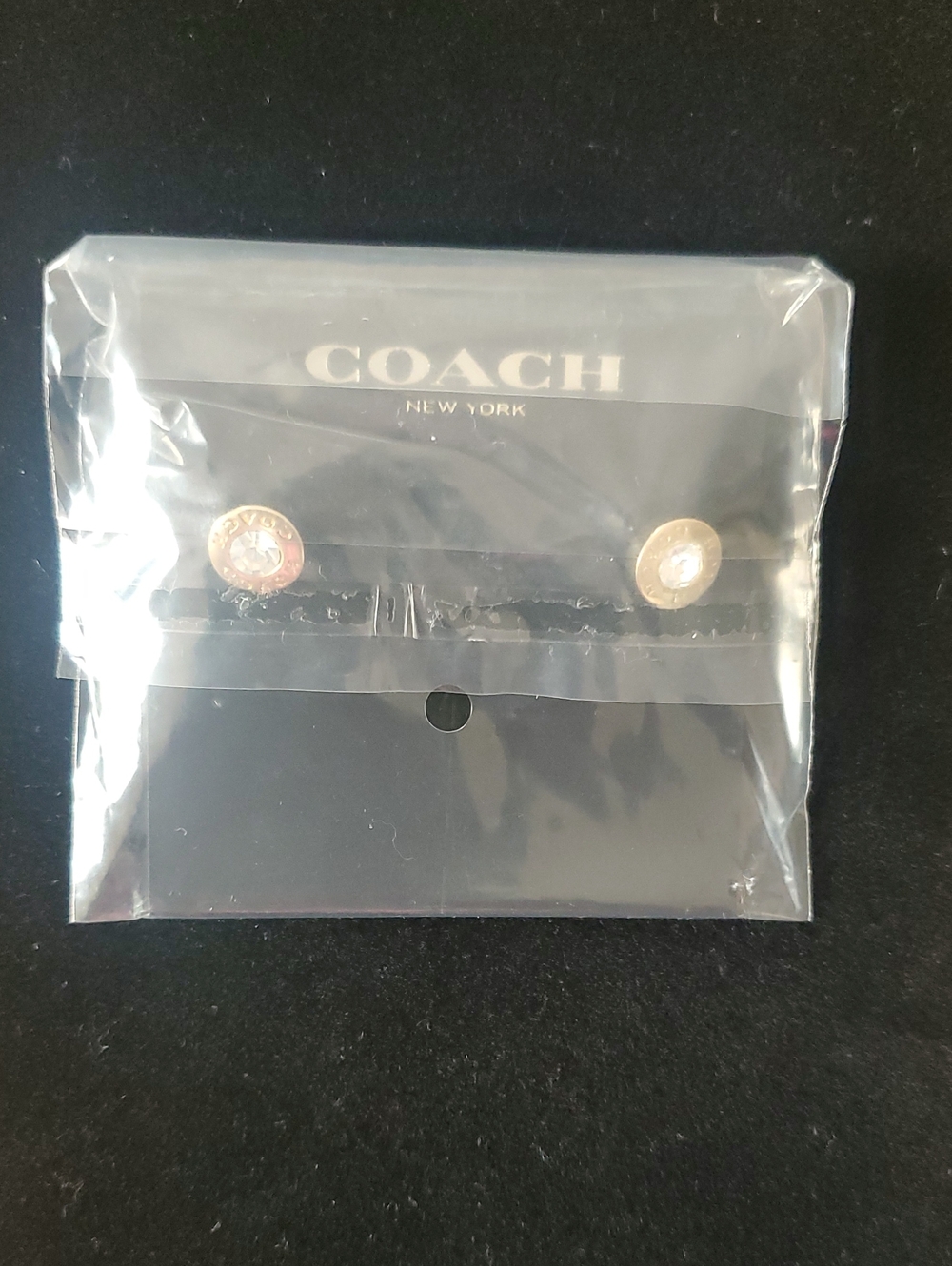Coach Open Circle Stone Stud Earrings/Gold-tone - Picture 6 of 7